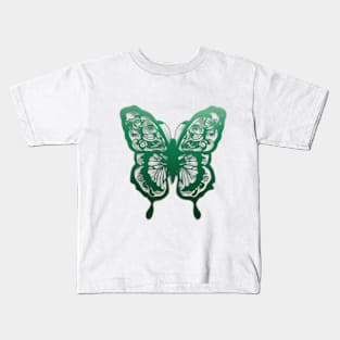 Butterfly Emerald Green Shadow Silhouette Anime Style Collection No. 300 Kids T-Shirt